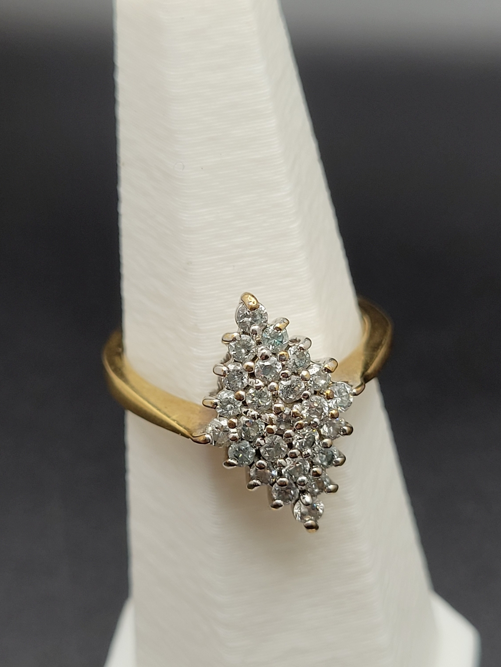 Vintage Gold Plated CZ Navette Cluster Ring Statement Cocktail Marks & Spencer